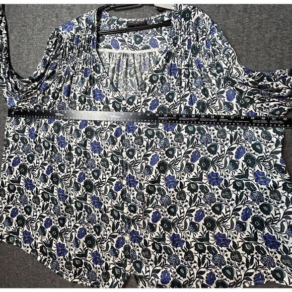 Lane Bryant Button Front Top Dark Blue Floral Womens Sz 30/32 Ruched NEW NWT - Picture 7 of 11